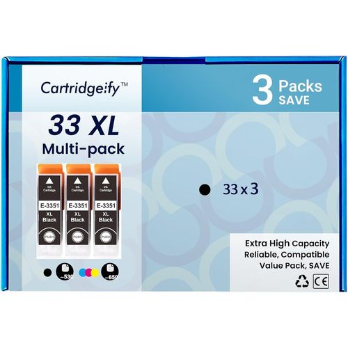 33XL Cartouche Compatible avec Epson 33 XL Cartouche d'encre Noir (Noir x3), pour Expression Premium XP-900 XP-830 XP-7100 XP-645 XP-640 XP-635 XP-630 XP-540 XP-530¿¿