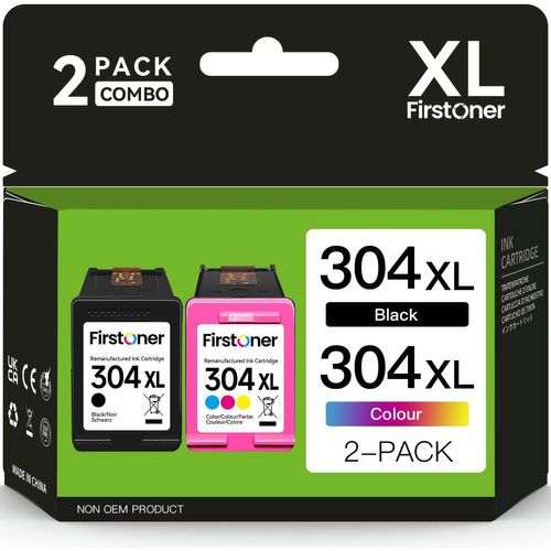 304XL Cartouches d'encre, 304 Noir et Couleur Cartouches d'encre Reconditionnées pour Cartouche HP 304 pour HP Envy 5000 5030 5010 5020 5032 DeskJet 3750 2620 2600 3720 2630 2622 2633