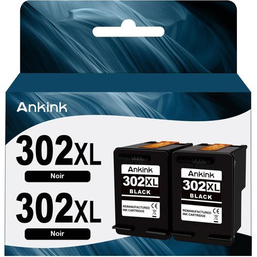 Cartouche d¿Encre Remanufacturée pour HP 302XL pour Canon Cartouche Encre 302 XL pour 1110 2130 3630 3632 3634 3636 3637 3639 4520 4522 4524 4525 4526 4527 4528 3830 3831, Noir Pack de 2