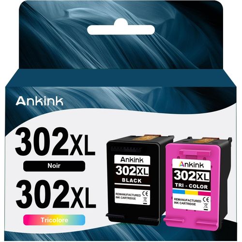 Cartouche d¿Encre Remanufacturée pour HP 302XL pour Canon Cartouche Encre 302 XL pour 1110 2130 3630 3632 3634 3636 3637 3639 4520 4522 4524 4525 4526 4527 4528 3830 3831, Noir Couleur 2 Pack