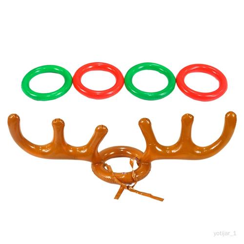 Ensemble De Jouets De Lancer D'anneaux, Jeu Croisé, Ensemble D'anneaux De Lancer, Sport Durable, Corne De Cerf Gonflable, Pour Activités Intérieures Brun