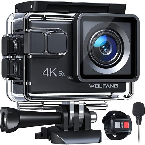 WOLFANG Caméra Sportive GA100 4K 30 FPS, caméscope WiFi de 20 MP, caméra sous-Marine 40 m avec Double Microphone, télécommande, EIS Anti-Vibration