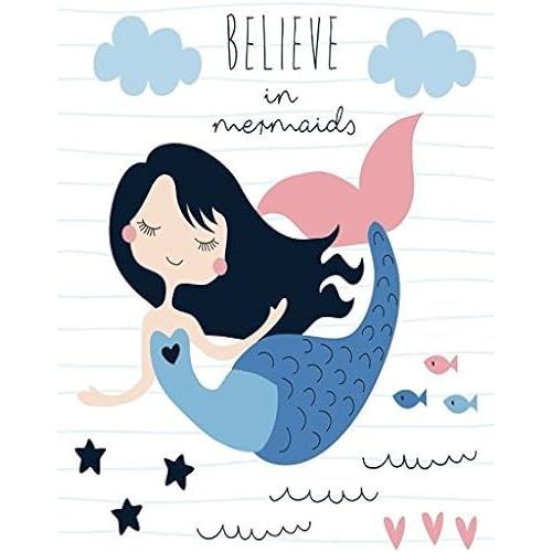 Believe In Mermaids: Quote Cover Kids Large Ruled Notebook Lined Exercise Journal With 150 Pages To Write Draw Sketch For Boys Girls Teens And Student (Childrens Collections)