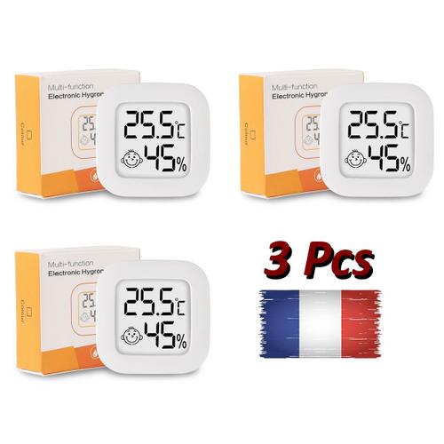 3 PCS Thermomètre Hygrometre Intérieur, 3 PCS Mini LCD Thermomètre Hygromètre à Piles.