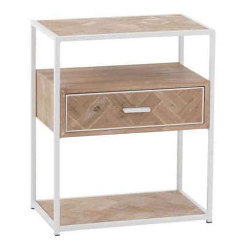 Paris Prix - Table D'appoint 1 Tiroir "Miraza" 61cm Naturel & Blanc