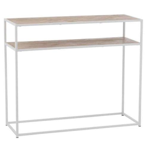 Paris Prix - Console Design "Miraza" 100cm Naturel & Blanc