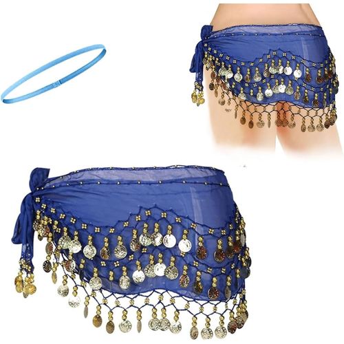 Ceinture Foulard Danse Orientale Sequins Attache Ferme,Foulard À Sequins En Mousseline Soie Danse,Ceinture Danse Orientale,Fille Foulard Danse Du Ventre,Avec 1 Ceintures De Tête.[G285]