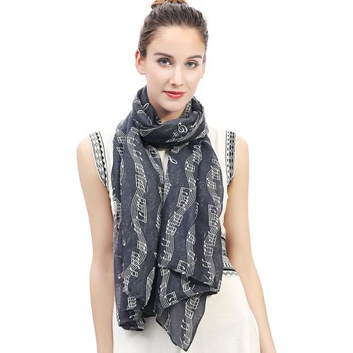 Lina & Lily Écharpe Foulard Femme Imprimé Note De Musique.[G742]