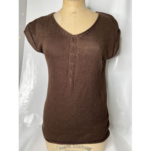 Pull Sans Manches Femme Marque : Kwoman Taille :38/40 Couleur : Maron Matière : 100% Acrylique,