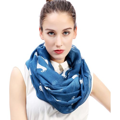Lina & Lily Foulard Tube Imprimé Chiens Teckel (Bleu Jean).[G541]