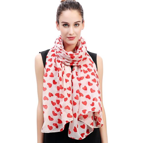 Lina & Lily Écharpe Foulard Pour Femme Imprimé Coeur Saint Valentin.[G794]