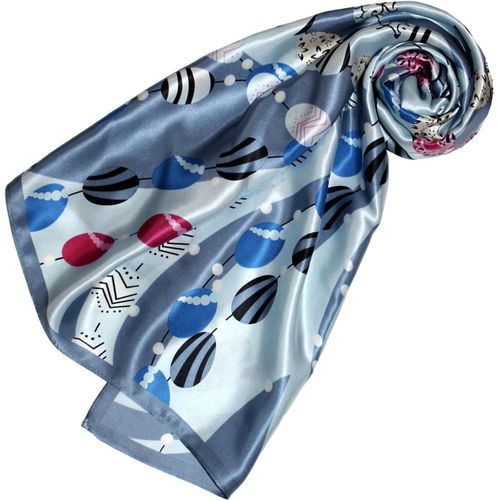 Foulard Pour La Femme ¿ Écharpe De 100% Soie Pour Le Printemps Et L¿Été, Carré Avec Les Mesures De 90 X 90 Cm ¿ En Gris Bleu Clair Bleu Noir Blanc Rouge.[G785]