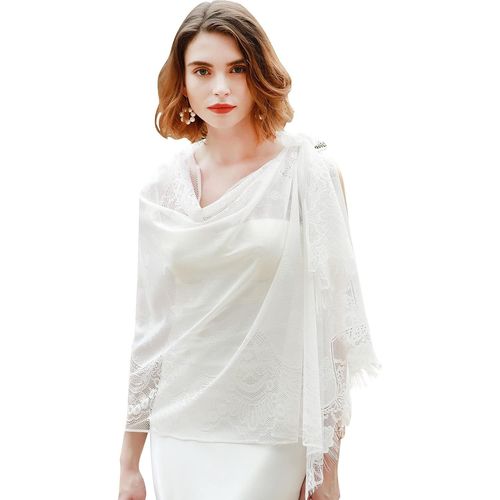 Chale Femme Fête Etole Mariage Bal Floral Dentelle Mesh Echarpes Et Foulards Avec Frange.[G564]