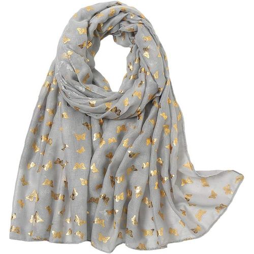 Foulard Imprimé De Papillons Dorés Pour Les Femmes Foulard De Mode Doux Et De Première Qualité Pour Les Femmes.[G573]