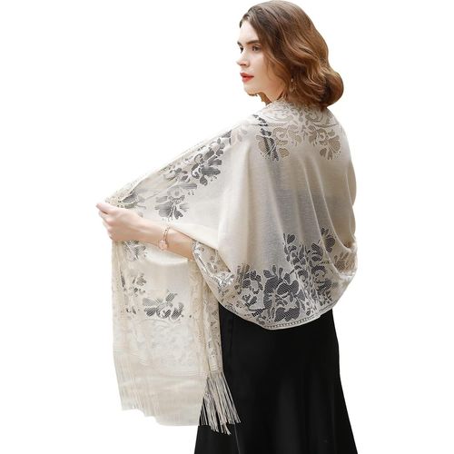 Chale Femme Fête Etole Mariage Bal Floral Dentelle Mesh Echarpes Et Foulards Avec Frange.[G563]