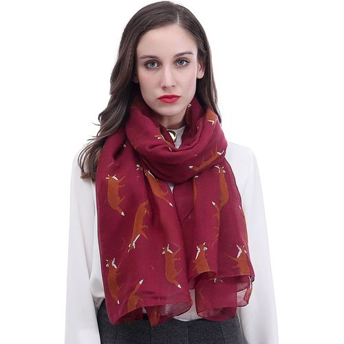 Lina & Lily Écharpe Foulard Femme Imprimé Renard.[G792]