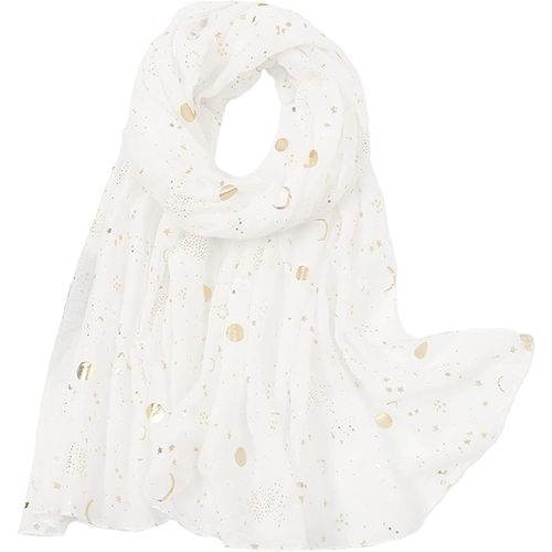 Étoile Lune Imprimé Foulard Châles Légers Pour Femme Foulard À La Mode En Feuille D'argent Et Flocon De Neige.[G115]