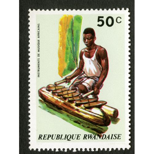 Timbre Non Oblitéré République Rwandaise, Instruments De Musique Africains, 50 C