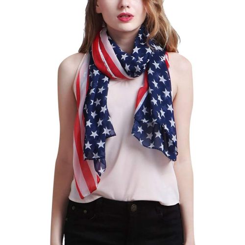 Écharpe De Mode Pour Femmes Léger 4 Juillet Accessoires Foulard Drapeau Américain Multifonctionnel.[G349]