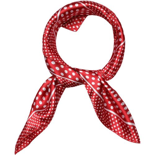Uxcell Femme Tache Imprimé Carré Écharpes Foulard Cou Écharpe Blanc-Pois.[G593]