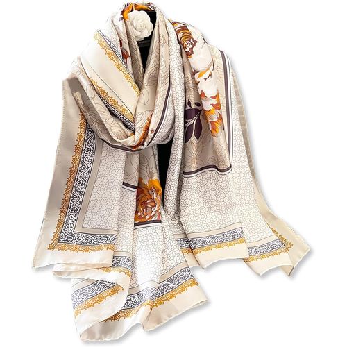 Foulard En Soie Femme Imprimé Papillon Fleur Colorée Mode Élégant Style Grand Écharpe Foulard Longue Légère Chaude Châle Étole De Protection Solaire Sarong De Plage Toutes Les Saisons.[G840]
