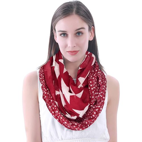 Lina & Lily Foulard Tube Femme Imprimé Étoiles, Écharpe Snood En Tissu Léger.[G222]