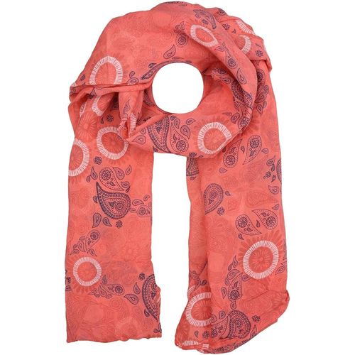 Cashmere Dreams Seiden-Tuch Mit Paisley Muster - Hochwertiger Schal Für Damen Mädchen - Halstuch - Umschlagstuch - Loop - Weicher Schlauchschal Für Sommer Herbst Und Winter , Corail, Taille.[G1371]