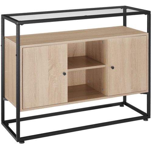 Buffet Oldham 100 X 38 X 80,5 Cm - Bois Clair Industriel, Chêne Sonoma