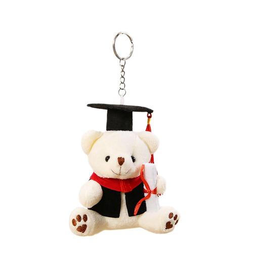 Docteur Ours En Peluche Poupée Étudiante Mascotte Pendentif Poupée Pour Cadeaux De Fin D'études Activités De L'entreprise Petits Cadeaux (Blanc)