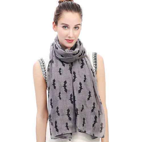Lina & Lily Écharpe Foulard Femme Imprimé Chauve Souris Halloween.[G971]