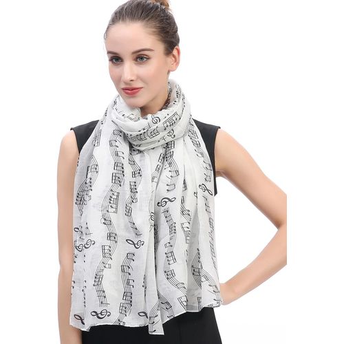 Lina & Lily Écharpe Foulard Femme Imprimé Note De Musique.[G744]
