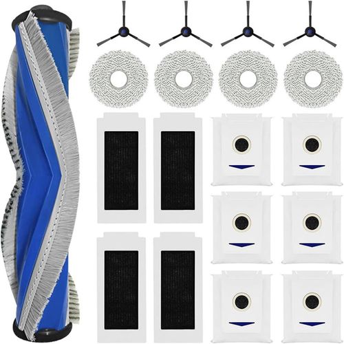 Kit d'accessoires pour robot aspirateur Ecovacs T30 Pro Omni, 1 brosse à rouleau, 4 filtres, 4 tampons de nettoyage, 4 brosses latérales, 6 sacs à poussière, pièces de rechange pour robot.[G494]