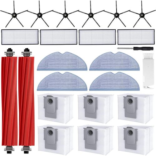 Kit d'accessoires pour Roborock S7 Pro Ultra, Roborock S7 MaxV Ultra, 2 Brosse Rouleaux Principale, 4 Filtres,6 Sacs à Poussière, 4 Chiffons de Serpillère, 6 Brosses Latérales.[G565]