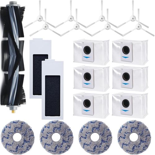 Kit d'accessoires pour robot aspirateur Ecovacs Deebot T20 Omni / T20e Omni - Comprend 1 brosse principale, 2 filtres HEPA de haute qualité, 4 chiffons résistants, 8 brosses latérales et 6 sacs.[G570]