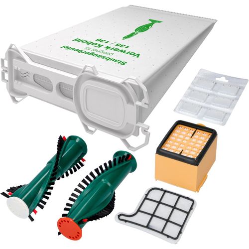 Kit d'accessoires de 17 pièces pour Vorwerk Kobold VK 135, 136, 135SC, 12 sacs d'aspirateur, 2 brosses pour EB 350, 1 filtre HEPA, 1 filtre moteur, type VO 8335.[G436]