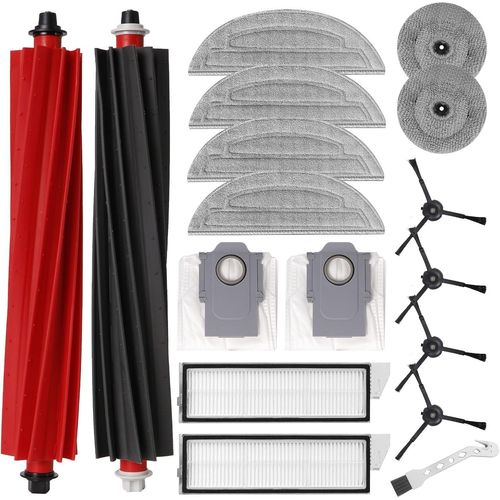 Kit d'accessoires pour Roborock S8 Maxv Ultra, pièces de rechange 2 brosses principales, 2 filtres, 4 brosses latérales, 2 sacs à poussière, 4 chiffons principaux, 2 chiffons ronds, 1 brosse.[G68]