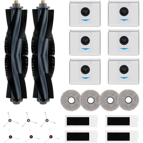 Kit d'accessoires pour aspirateur Ecovacs Deebot T20 Omni / T20e Omni, 2 brosses principales, 6 sacs à poussière, 4 lingettes, 4 filtres, 6 brosses latérales, pièces de rechange pour.[G238]