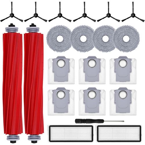 Kit d'accessoires pour Roborock Qrevo S/QRevo Pro/QRevo MaxV, 6 sacs à poussière, 4 lingettes, 2 brosses à rouleau, 2 filtres, 6 brosses latérales, pièce de rechange pour robot aspirateur.[G459]