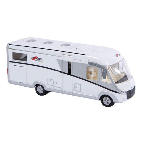 Kids Globe Carthago Camper 510008 Jouet En Forme De Camping-Car Caravane 16 Cm Avec Feux Moteur Friction Éclairage Intérieur Et Toit Amovible Piles Incluses