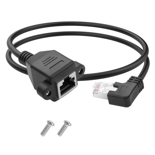 Câble d'extension Ethernet RJ45 à 90° avec vis pour montage sur panneau Cat5e/Cat5 RJ45 mâle vers femelle - 60 cm (angle droit).[G673]