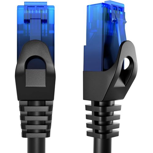 2X 20 m Câble Ethernet, Câble Réseau, Câble RJ45/LAN, Disponible en 0,25-30 m (Vitesse de Fibre Optique pour Les réseaux Gigabit, commutateur, routeur, Modem, Noir/Bleu).[G748]