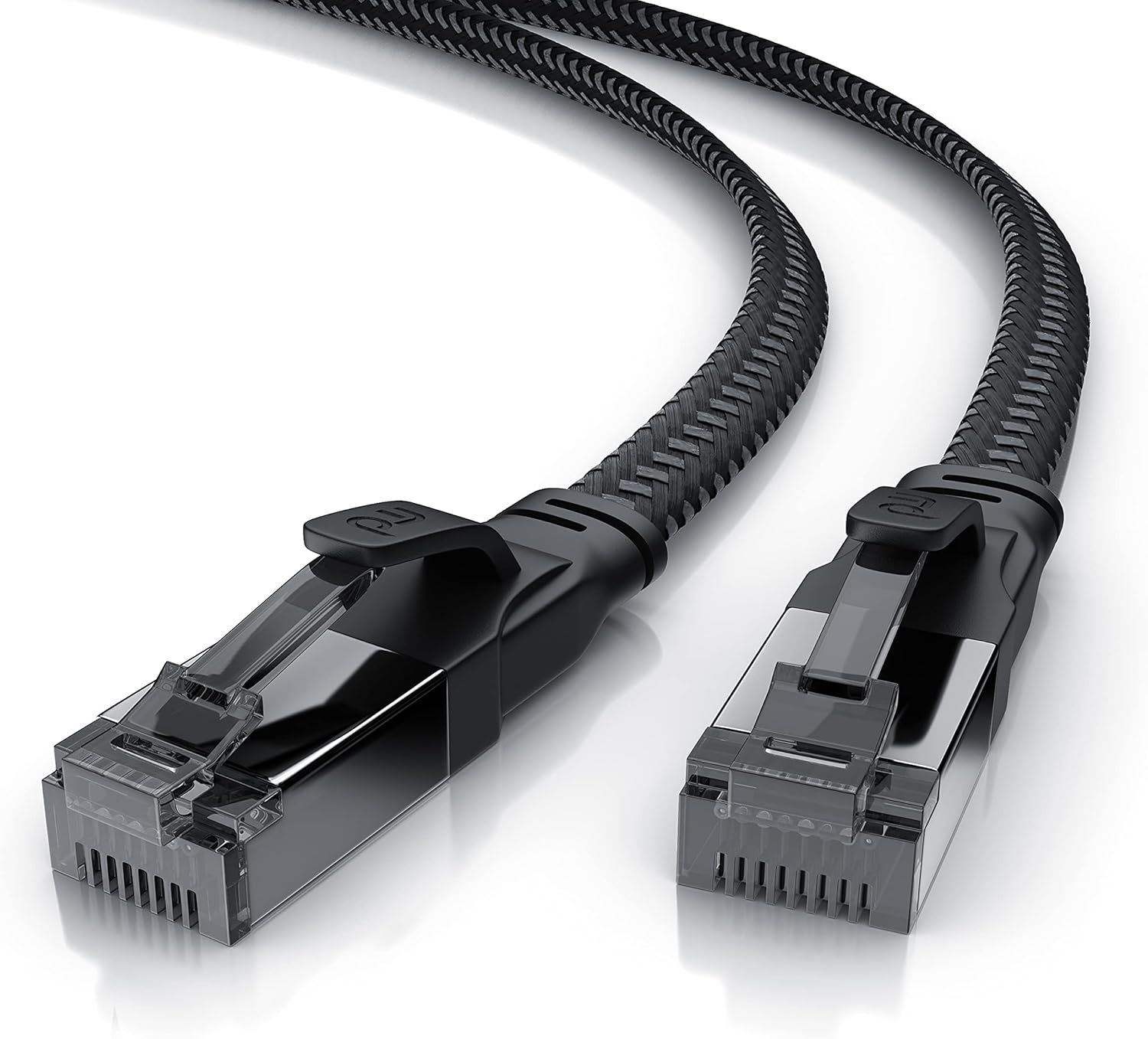 5m Câble réseau plat Cat 8.1 40Gbits, Câble Ethernet Cat 8 plat 5 m LANGigabit Haut débit 40Gbps 5 mètres, Câble de Patch 2Ghzs U FTP PIMF, Compatible Cat6 Cat 7 modem routeur switch PC Box Noir.[G528]