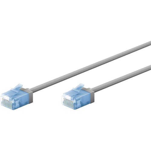 Câble patch slim/ultra flexible RJ45 CAT 6A U/UTP CU/Câble Ethernet fin avec connecteurs courts / 10 Gbit/s LSZH - Protection anti-torsion - Gris - 5 m 74225.[G568]