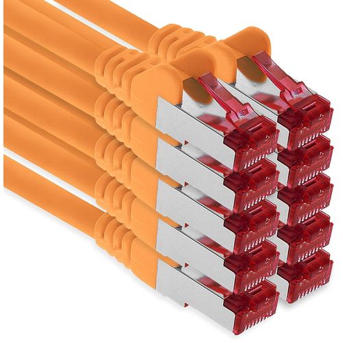 10x 2m câble patch CAT6 S/FTP PIMF blindage CAT.6 câble réseau RJ45 câble Ethernet DSL LAN routeur commutateur modem panneau de brassage - orange - 10 pièces.[G829]