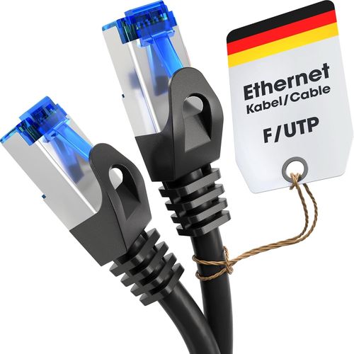 5X 30 m Câble Ethernet, Câble Réseau, Câble RJ45/LAN, Disponible en 0,25-30 m (Vitesse de Fibre Optique pour Les réseaux Gigabit, commutateur, routeur, Modem, Noir/Argent).[G822]