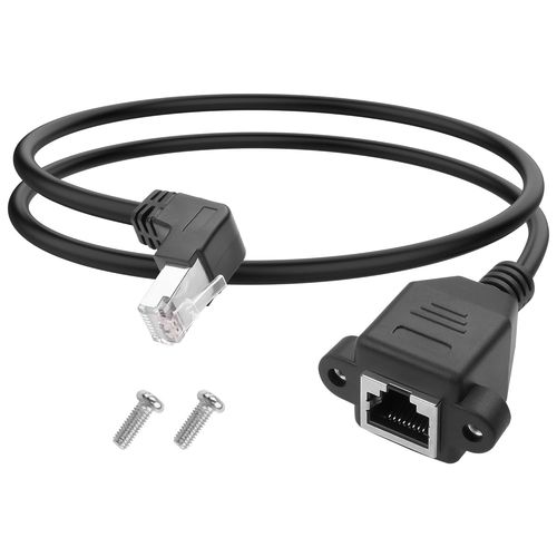 Câble d'extension Ethernet RJ45 à 90° avec vis pour panneau de montage Cat5e/Cat5 RJ45 mâle vers femelle - 60 cm (angle descendant).[G840]