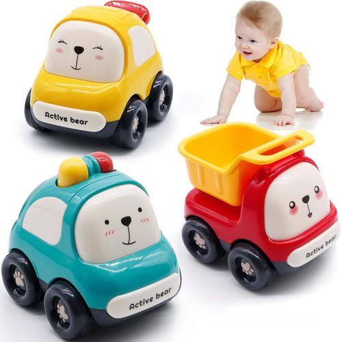 Bébé Voiture Jouets pour Enfant de 1 2 3 Ans, 3 Pièces Push et Aller Ensemble de Véhicules Jouets Cadeaux pour Garcon 10 12 18 Mois, Camion Jeux Éducatifs Cadeau Bebe 1-3 Ans.[G504]