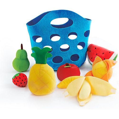 Panier Fruits Jouet en Feutrine - Jeu d'Imitation Enfant dès 18 Mois - Accessoires Dinette - Panier, Ananas, Banane, Fraise, Pastèque, Pomme, Poire & Orange - Accessoire Cuisine Enfant.[G1549]