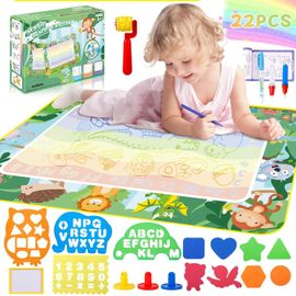 Tapis Magique Dessin Eau Enfant 1 2 3 Ans, 120x90cm, ,avec Jeu D'outils de Peinture,Non salissant,Jouets Éducatifs pour Garçons et Filles.[G1578]