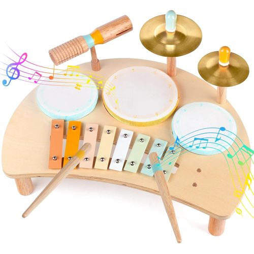 Ensemble de Batterie pour Enfants - Instruments de Musique pour Les Tout-Petits de 1 à 3 Ans, Jouets musicaux éducatifs pour bébés d'âge préscolaire, Jouets Montessori pour Enfants de 3 Ans et.[G1396]